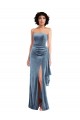 Strapless Velvet Maxi Prom Dress with Draped Skirt UK Clearance