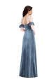 Ruffle Sleeve Off the Shoulder Velvet Maxi Prom Dress UK Clearance