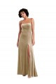 Square Neck Velvet Maxi Prom Dress with Front Slit & Pockets UK Clearance