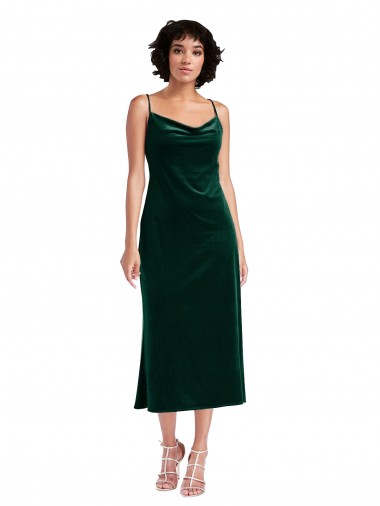 Midi Length Cowl Neck Velvet Short Slip Cocktail Prom Dress / Homecoming Dress UK Clearance