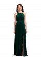 Velvet Halter Maxi Prom Dress with Front Slit & Pockets UK Clearance