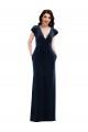 Flutter Sleeve Wrap Bodice Velvet Maxi Prom Dress with Pockets UK Clearance