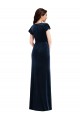 Flutter Sleeve Wrap Bodice Velvet Maxi Prom Dress with Pockets UK Clearance