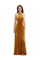 High-Neck Halter Velvet Maxi Prom Dress with Front Slit UK Clearance