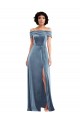 Draped Cuff Off the Shoulder Velvet Maxi Prom Dress with Pockets UK Clearance