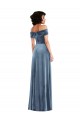 Draped Cuff Off the Shoulder Velvet Maxi Prom Dress with Pockets UK Clearance