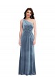 One Shoulder Draped Velvet Maxi Prom Dress UK Clearance