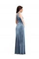 One Shoulder Draped Velvet Maxi Prom Dress UK Clearance