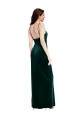 Straight Neckline Spaghetti Straps Long Velvet Prom Dress with High Side Slit UK Clearance