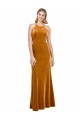 Halter Neckline Long Full Length Velvet Prom Dress with Strappy Back UK Clearance