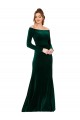 Off the Shoulder Long Sleeves Stretch Velvet Prom Dress UK Clearance