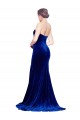 Strapless Ruched Velvet Prom Dress with Sweep Train and Front Slit UK Clearance