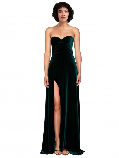 Sweetheart Fluid Velvet Prom Dress with High Split UK Clearance